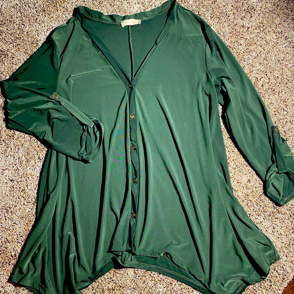 Beautiful Green 1X Blouse, comfy style
